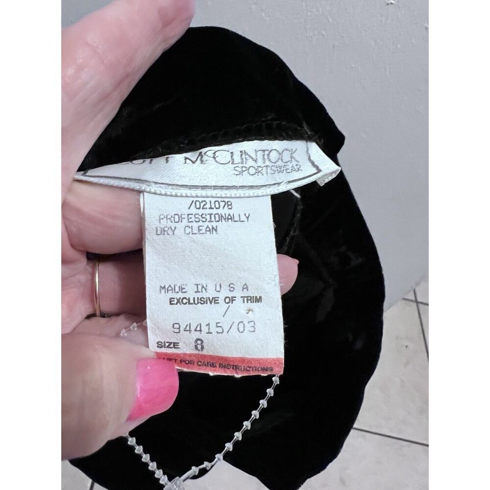 Vintage 80's Scott McClintock Women's Black Velvet Midi Pencil Skirt Size 8 NEW - Picture 6 of 7